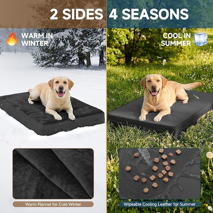 Waterproof Dog Bed for Crate, Washable Reversible Kennel Pads, 23x17, Black | Kennel Pet Bed for Small Dogs with Removable Cover, Waterproof, Wipeable, Anti-Slip, Outdoor, Black