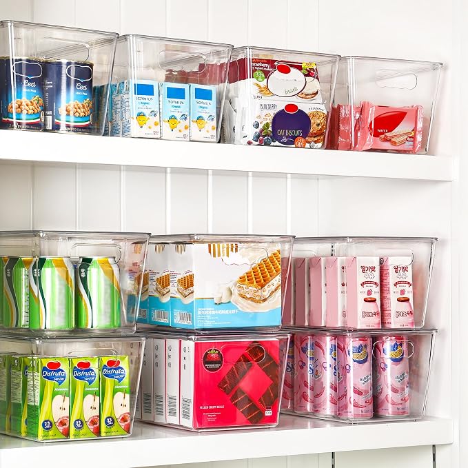 Vtopmart 10 Pack Clear Stackable Storage Bins with Lids and Handles, Large | BPA-free Plastic, Organize Vertically, For Pantry Kitchen Fridge Cabinet Closet Bathroom, Built to Last, Easy to Move