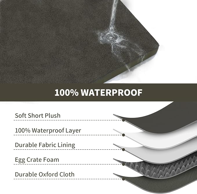 Jumbo Waterproof Orthopedic Dog Bed for Extra Large Dogs | Egg Crate Foam, Pressure Relief, Fits 54x37 Crates, Machine Washable 1680D Oxford Cover, Indoor & Outdoor Use, Up to 150 lbs