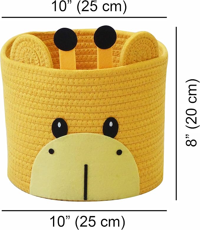 T&T Homewares Small Giraffe Baskets for Baby Diaper Organizer, Nursery Storage Room Decor, Kids Room Organizer, Cat Dog Toy Storage
