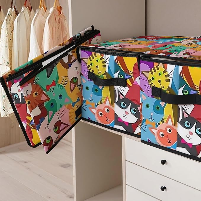 Stackable Clothes Storage Bins with Lids 3 Pack | Closet Organizers Fabric Box for Home and Office,Blanket Clothes Organizers,Under Bed Storage Containers