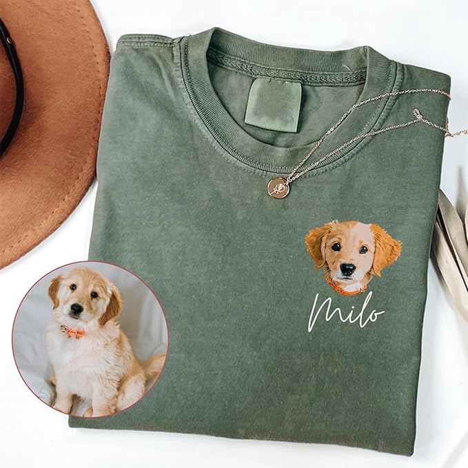 Personalized Dog Portrait Hoodie, Custom Pet Photo Sweater Shirt for Women, Dog Mom Hoodie, Customized Cat Potrait Sweatshirt, Pet Owner Gifts, Gift for Dogs Cats Lover DS02