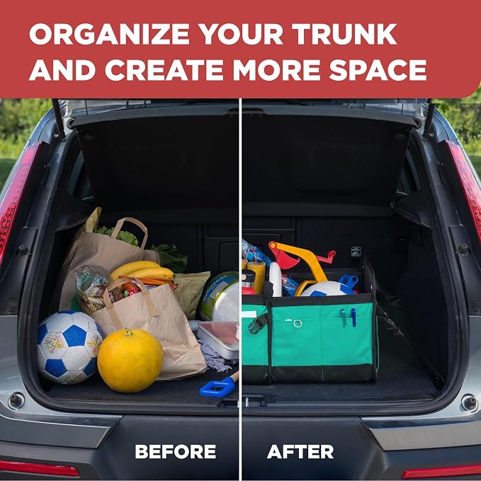 Teal Car Trunk Organizer for SUV & Auto Cargo Storage, Large | Fits Cars, SUVs & Trucks Reduces Trunk Clutter Keeps Items Within Reach Great for Shopping Easy Storage Car Accessories