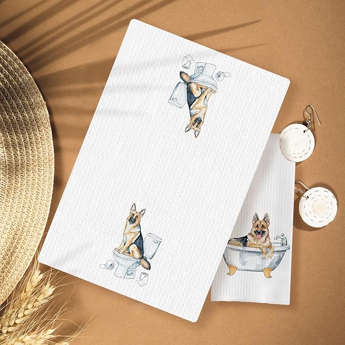 Funny German Shepherd Bathroom Hand Towels Set of 3, German Shepherd Decor Hand Towels for Bathroom, German Shepherd Gifts for Women Men, Gifts for German Shepherd Lovers Owners, 16x24 Inch