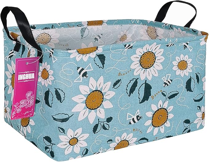 Rectangular Sunflower Storage Basket | Gifts Bag for Toys,Books,Clothes,Gifts,Pets-Perfect for Home,Office,Nursery,Dorm,Shelf