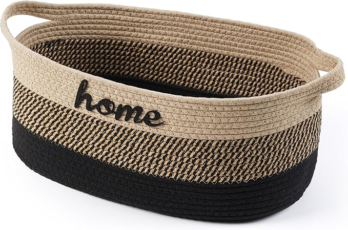 Dog Toy Basket Woven Baskets for Organizing Rope 22"X11"X7.9" Large Storage Basket with Handle Cute Cotton Nursery Gift Dog Toy Bins Organizer-Light Beige