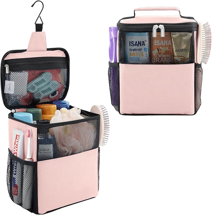 Lifewit Mesh Shower Caddy Bag Portable for College Dorm Room Essentials, Hanging Organizer Basket, Quick Dry Tote Bag for Camping, Bathroom, Beach, Travel, Medium, Pink | Portable, Quick Dry, College Dorm Room Essentials, Tote Bag for Toiletry, Bathroo...