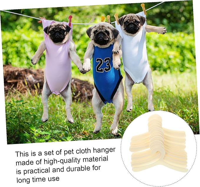 Mikikit 20Pcs Puppy Apparel Hangers Sturdy Plastic Dog Clothing Hanging Rack Compact Pet Clothes Organizer for Dogs Lightweight and Durable Design