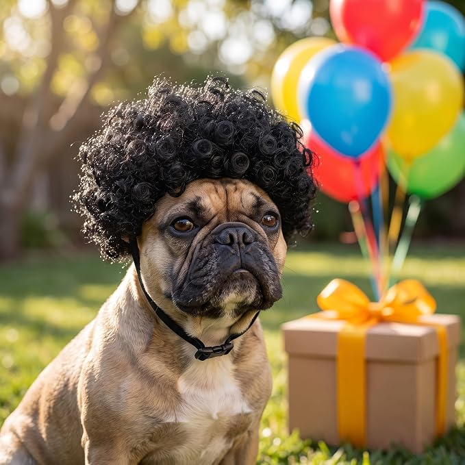 Generic Puppy Wig and Built-in Elastic Band with Adjustable Straps 4pcs and Pet Costume Wig Easy to Use for Halloween Accessories for Dogs and Cats Holiday Dress up Party