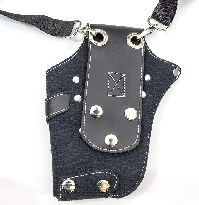 IKAS Scissor Holster - Multi Color PU Leather Shear Holder for Hairdressers, Barbers & Pet Groomers - Waist/Shoulder Belt Shear Holder