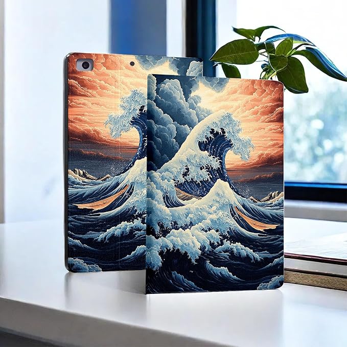 for Microsoft Surface Go 4/3/2/1-10.5" 2021 Tablet Case,Auto Wake/Sleep,Adjustable Stand Protective Cover - Wave Art