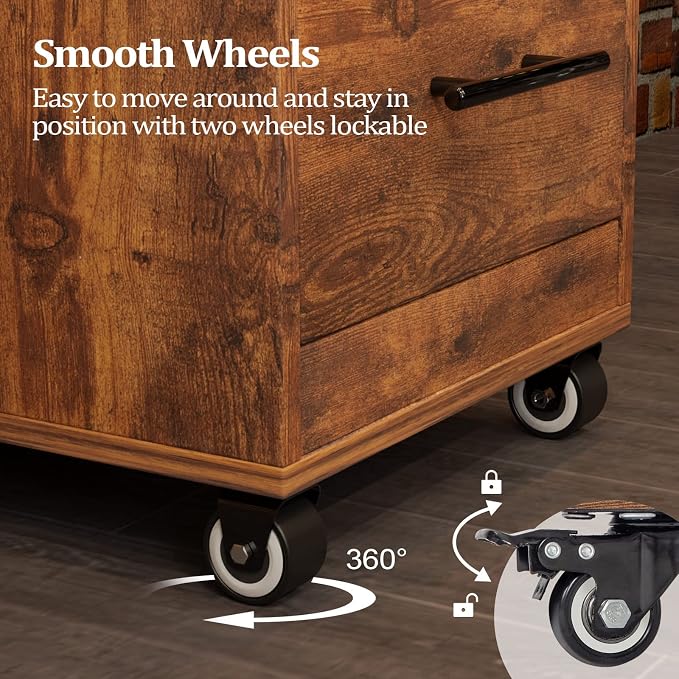 Salon Trolley Cart with Wheels, 3-Drawer Rolling Hair Styling Station, Mobile Beauty Trolley with Hot Tools Holder, Storage for Salon, Barbershop, Spa & Tattoo, Rustic Brown