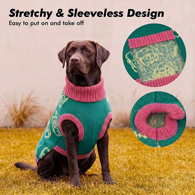 IDOMIK Turtleneck Dog Sweaters for Medium Dogs, Soft Knit Dog Sweater,M | Sleeveless Pet Pullover Sweatshirt, Warm Winter Dog Sweater Medium Size Dog, Cozy Dog Apparel Clothes for Christmas Wear