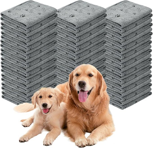30 Pcs Dog Towels for Drying Dogs Bulk 20 x 40 Inch Quick Drying Pet Bath Towels Colorful Pet Grooming Towel Absorbent Microfiber Towel for Small Medium Large Dog Puppy Cat (Gray)