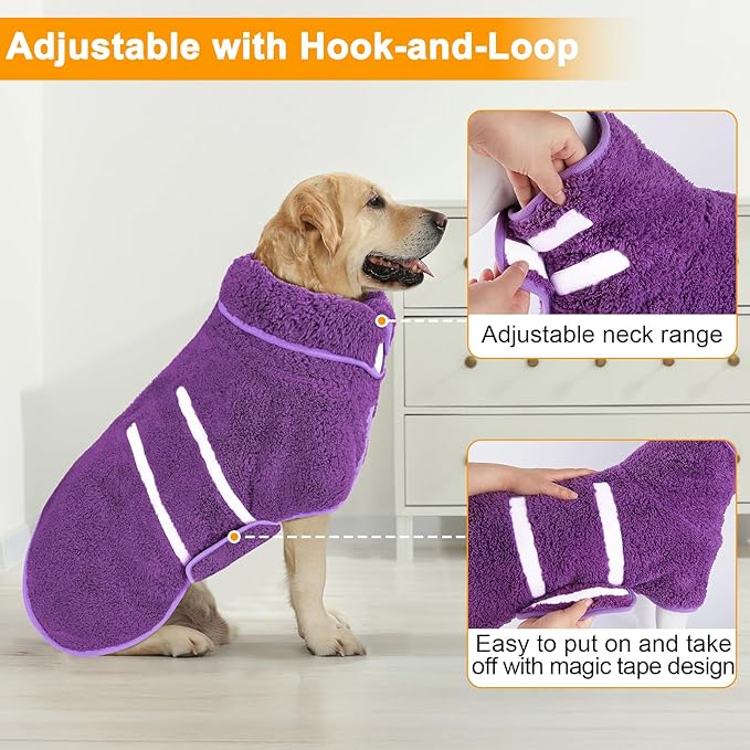 Dog Bathrobe Super Absorbent Dog Towels Large Quick Drying Robes for After Bath Soft Adjustable Warm Keeping Dogs Towel(S-XXL)