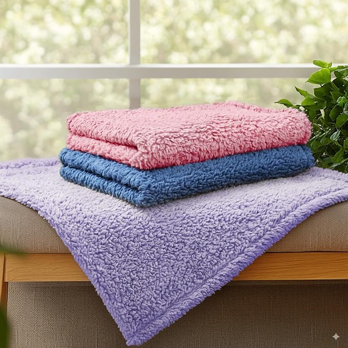 Luciphia 3 Pack Soft Sherpa Fleece Blankets for Dogs Cats Puppies,23"x16" | Fluffy Throw Blanket Washeble for Crate Bed Couch Indoor. Cozy Pet Blanket, Puppy Essentials Dog gift,Purple,Small