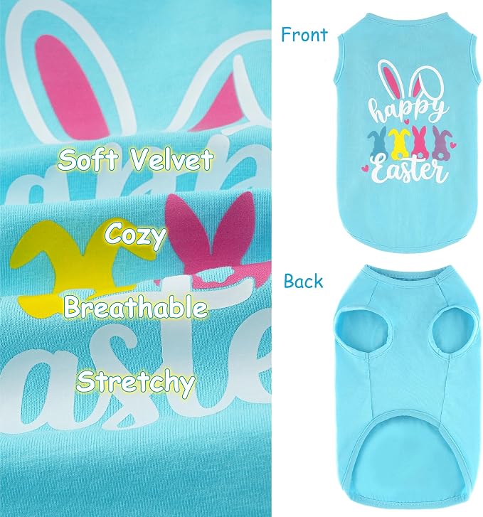 Dog Easter Outfit Shirt Soft Cotton Stretchy Lightweight Easter Dog Clothes Shirts Sleeveless Vest for Small Medium Large Dogs Cats