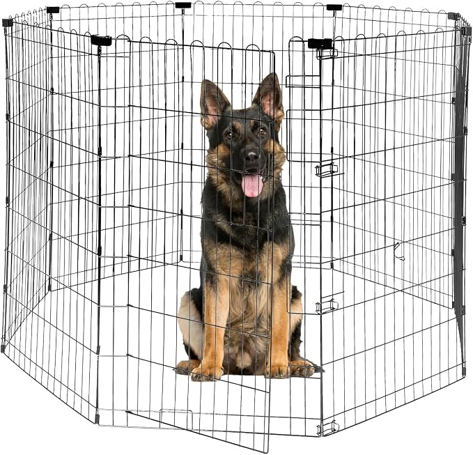 48" H Dog Playpen, 8 Panels Foldable Metal Pet Exercise Pen NO Door | Pet Dog Fence for Medium-Large Dogs, Indoor/Outdoor Use Metal Playpen, Portable Fence for Yard Garden Camping, Black