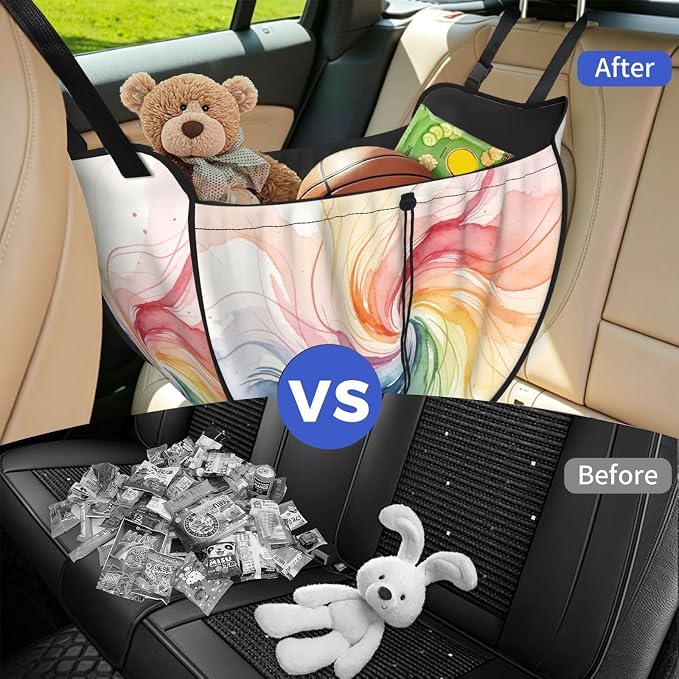 Color Lines Flow Car Seat Organizer-Backseat Storage Bag for Travel | Waterproof Durable. Holds Snacks Gear Essentials. Fits Most Cars.