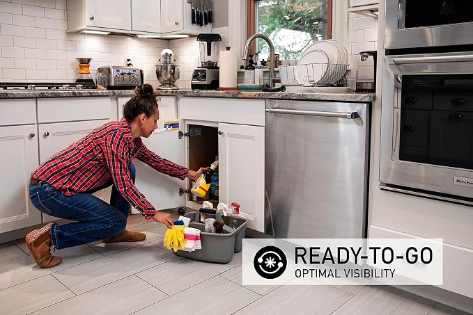 Mighty Tuff Rough and Rugged All-Purpose Cleaning Caddy, Grey/Black 2 Count (CD0170) | Durable organizer for carrying cleaning supplies, tools, and household essentials with a rugged, easy-grip design.