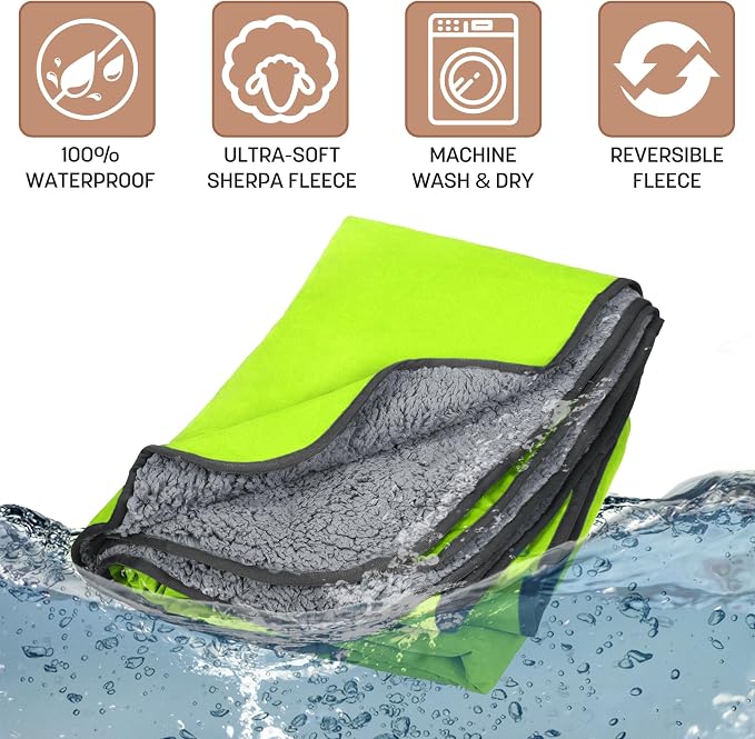 Tirrinia Waterproof Outdoor Blanket with Sherpa Lining, Windproof Foldable