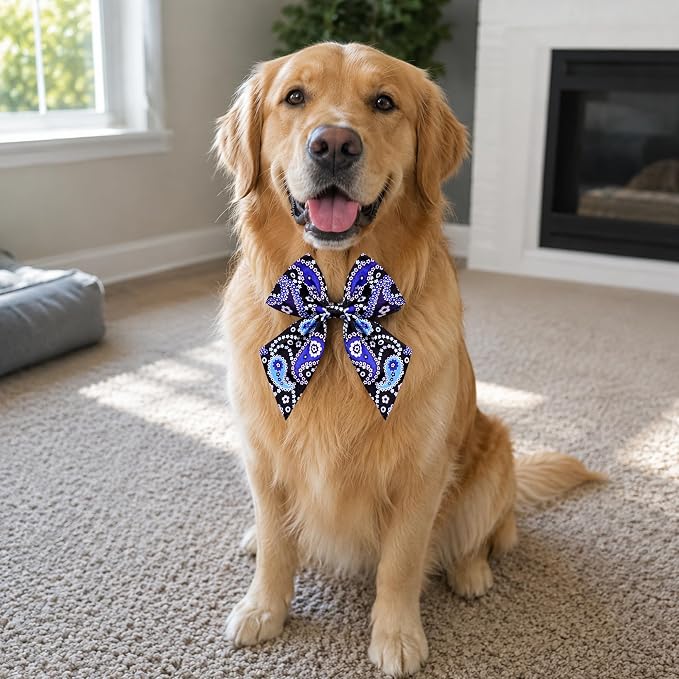PET SHOW 10 Pack Paisley Sailor Dog Bowties for Large Dogs