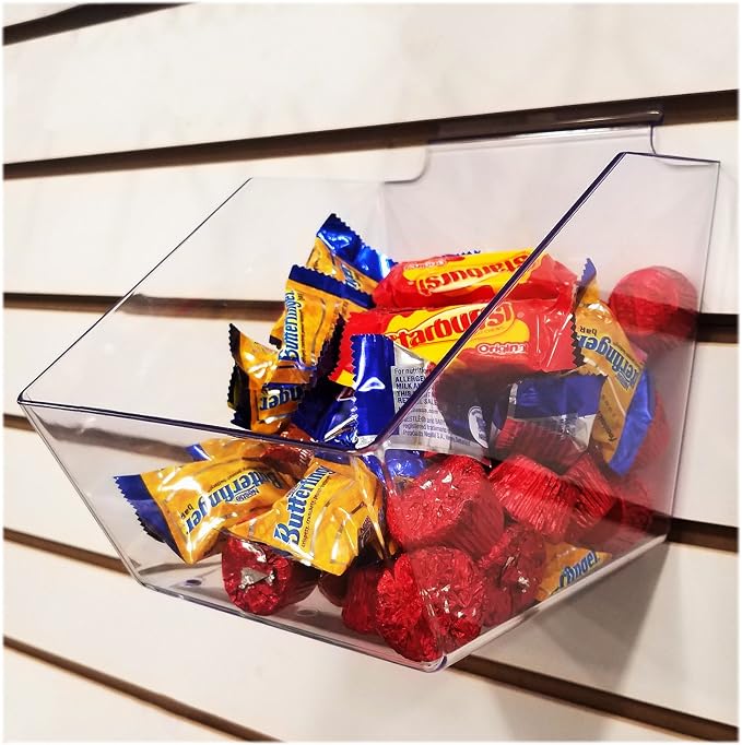 Clear Slatwall Bins, Small Bin 6" L x 5.5" H x 7.5" D - 10 Pack