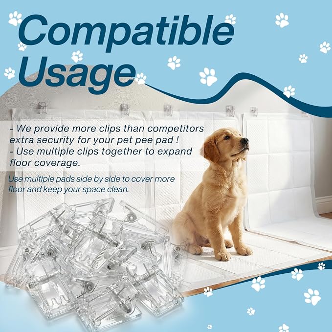 Dog Pee Pad Wall Holder Clips for Potty Training, Pee Pad Holder with Walls | 15 Pcs, Male Dog Leg Lifter, Protect Wall & Floor, Indoor, Strong Adhesive, Compatible with Many Sizes of Pee Pads