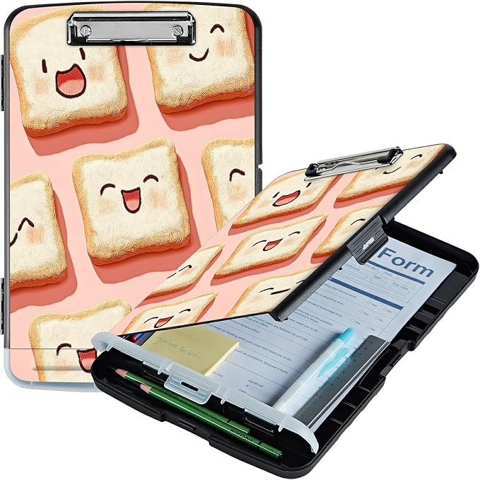 A4 Clipboard with Storage Pen Holder, Clipboards Organizer Nursing Clipboard Foldable File Folder Plastic Clipboard Folio Clip Board for Office Work Classroom Doctor, Pink Sandwich