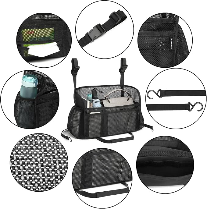 Car net Pocket Handbag Holder, car Purse Holder can be Used to Store Items, Protective Barrier for Children and Pets in The Back seat of car, Helps to Drive Safely (Black)