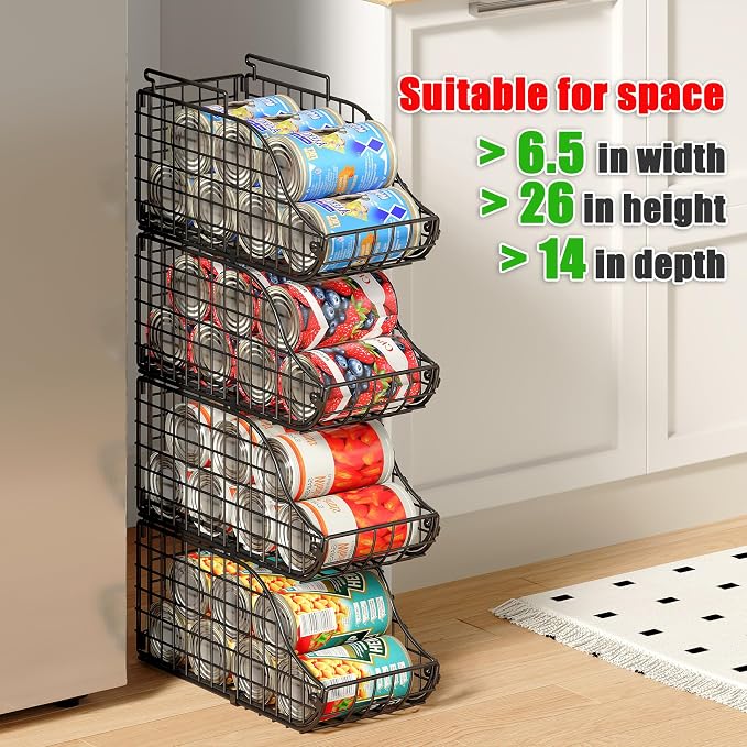 Sonyabecca 6 Pack Stackable Can Organizer for Pantry Cabinet Food Storage | Soda Can Organizer Storage Rack, Can Food Storage Dispenser for Pantry and Cabinet Shelves with Stackable Design