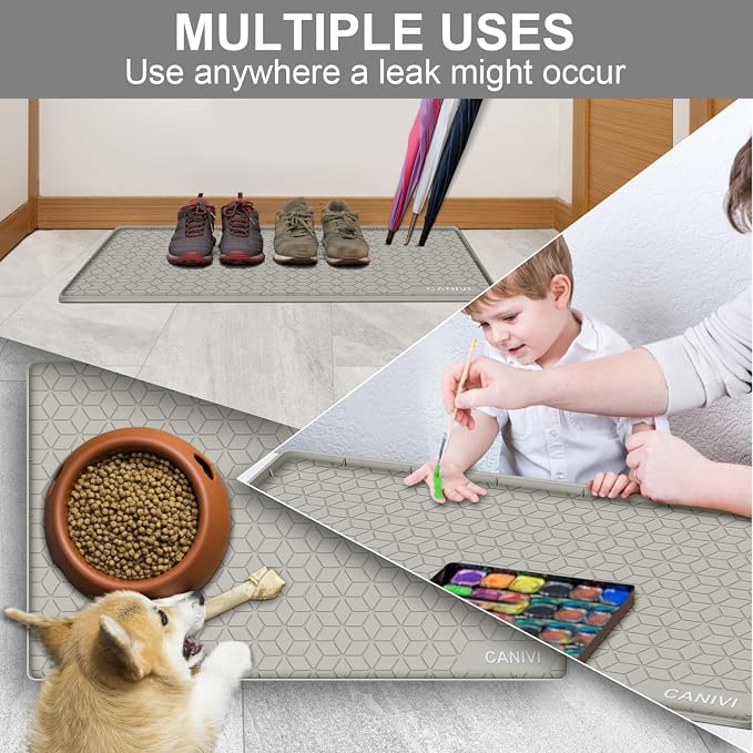 Under Sink Mat, 34"x22" Waterproof Tray for Cabinet, Holds 3 Gal | Silicone, Fits 36 inch Standard Cabinet,Leakproof & Easy Clean, Ideal for Kitchen & Laundry, Protects Shelf from Water Damage