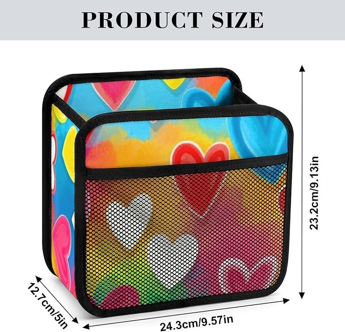 Car Seat Back Organizer Auto Storage Bin Backseat Hanging Pouch, Colorful | Love Hearts, Multipurpose Vehicle Storage Pocket with Mesh Pockets PU Leather Backseat Accessories