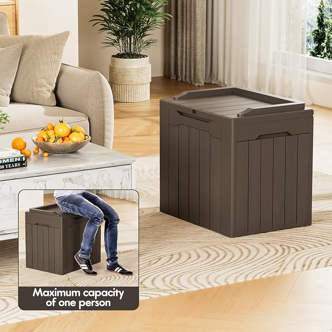 YESHOMY 30 Gal Plastic Storage Bins with Lid Stackable Box Organizers for Living Room, Office, Dorm, 1 Pack, Brown