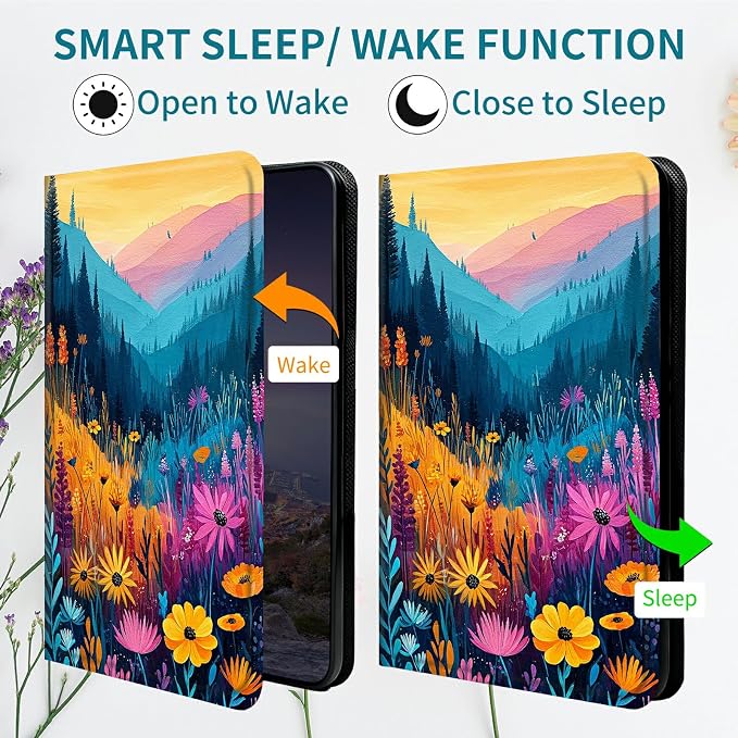 Case for Samsung Galaxy Tab S11 Ultra 2025 14.6" SM-X930/X936, 360 Degree Rotating Stand with Multi-Angle Vertical & Horizontal Viewing Shockproof Shell for Women Men, Mountain Wildflowers