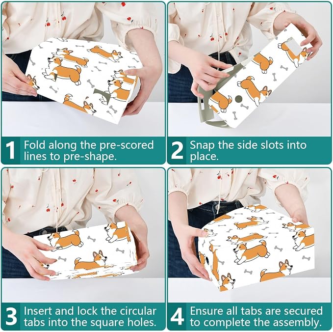 Emelivor Cute Pets Dogs White Pattern Magazine Holder Set of 3 Desk File Organizer Water-resistant Vertical Folder Holder with Labels for Office Organization File Box for Classroom Home Library