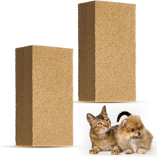 Pet Hair Remover Sponge Cat and Dog Hair Sponge Rubber Pet Fur Lifter Removal Tool, Remove from Furniture, Carpet, Bedding, Clothing, 6.26 x 3.28 x 1.89 Inch(Khaki,2 Pack)