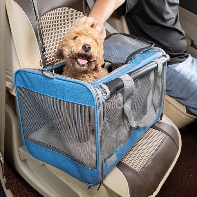 GAPZER Pet Carrier for Large and Medium Cat, Soft-Sided Pet Crate for Puppy | Dog Collapsible Travel Kennel Bag Privacy Protection, Big Kitty 20 pounds Carrying Cage Portable Home Outdoor Taxi Carseat