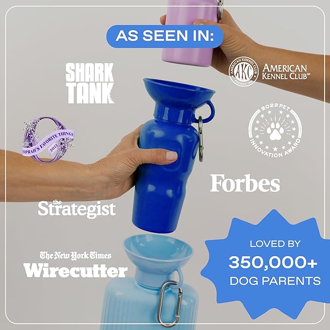 Springer Dog Water Bottle | Portable Travel Drinking Feeder Dispenser for Dogs & Puppies | As Seen on Shark Tank | Leak-Proof Bowl | BPA-Free | Outdoor Walking, Hiking & Travel | 22oz Lilac