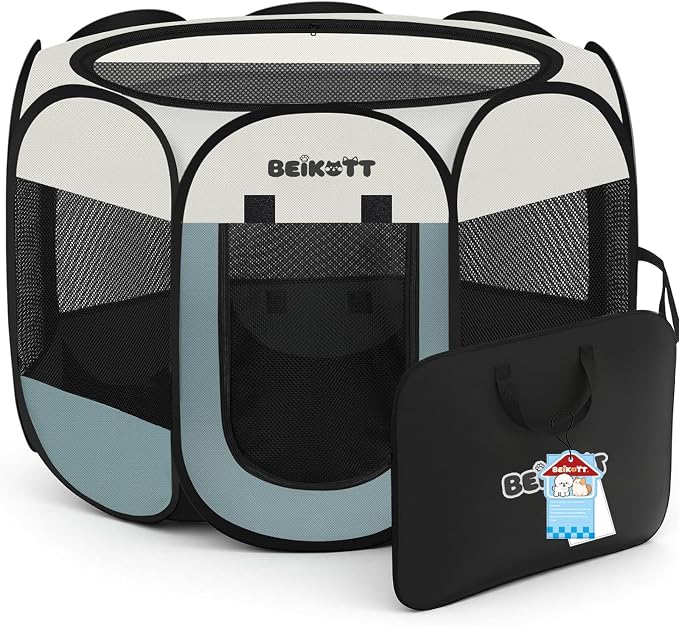 Cat Dog Playpen, Foldable Pet Puppy Dog Playpen, Cat Tent Crates Cage, Portable Playpen for Dogs Cats Rabbits Pigs Bunny Indoor/Outdoor, Pop Up Dog Kennel Playpen Enclosure with Carring Bag