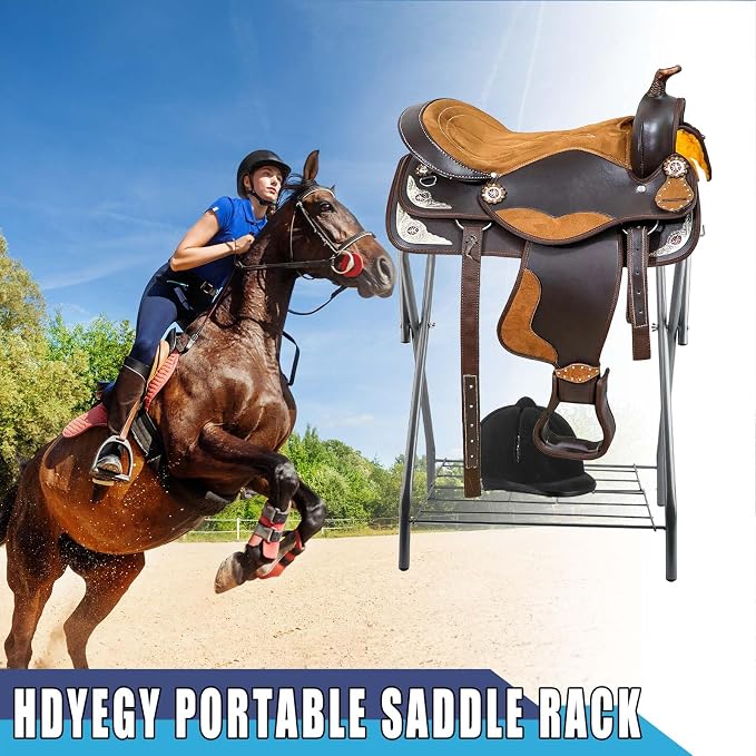 2 Pack Portable Folding Horse Saddle Stand for English & Western Saddles, 28" L x 19" W x 37.5" H, Silver