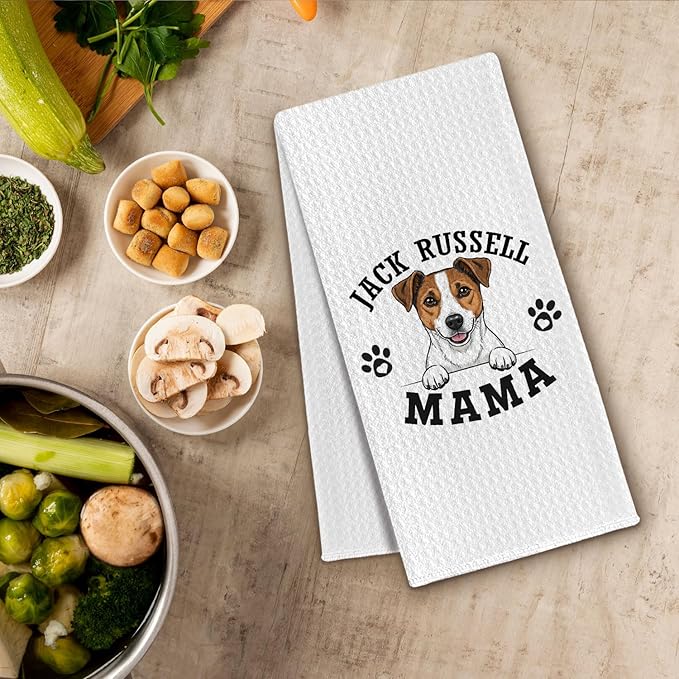 Jack Russell Kitchen Towels, Dog Mama Jack Russell Terrier Gifts for Women & Dogs Moms, JRT Dog Lover Gifts Decorative Hand Towels for Bathroom, 16x24 Inch