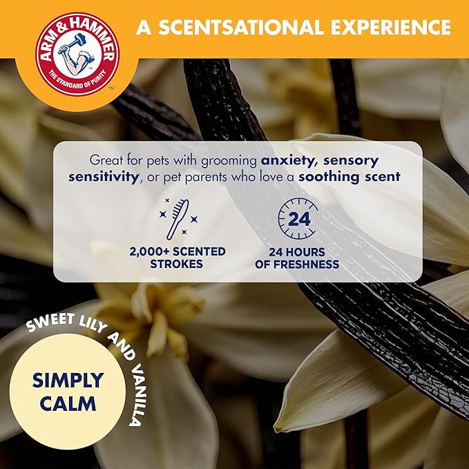 Arm & Hammer Deodorizing Slicker Brush for Dogs, Fragrance Transfer Technology with Baking Soda, Self-Cleaning Button, Removes Loose Fur & Tangles, Dog Grooming Brush, Sweet Lily & Vanilla