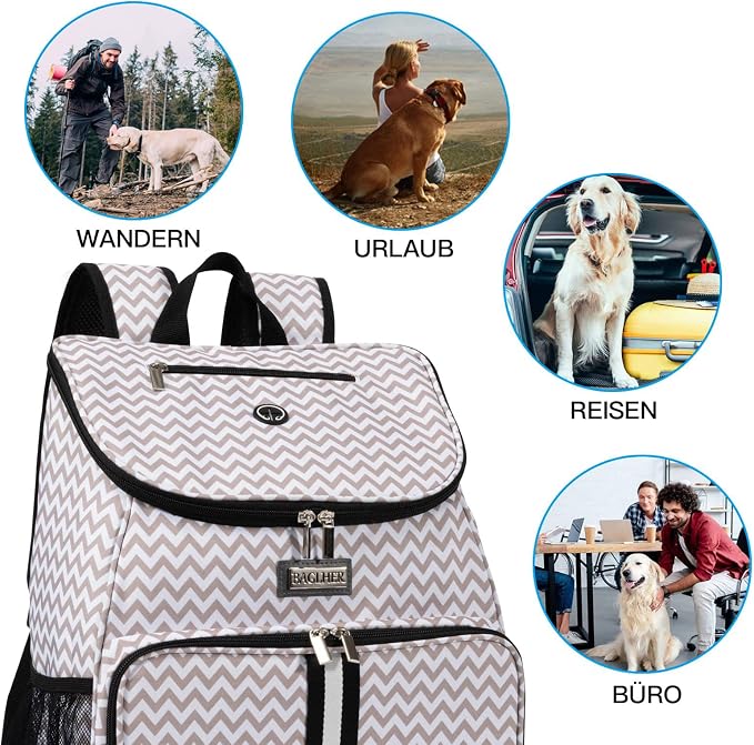 BAGLHER丨Dog Travel Bag, Airline Approved Pet Supplies Backpack, Dog Travel Backpack with 2 Silicone Collapsible Bowls and 2 Food Baskets