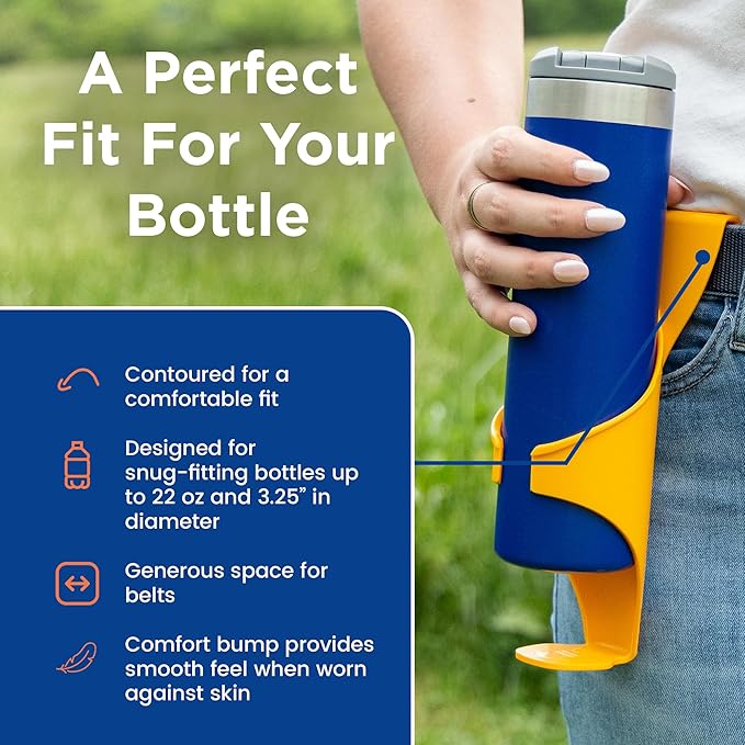 Acrobat - Water Bottle Holder - Patented Hands-Free Carrier for Portable Drink Containers - Lightweight & Durable Plastic - Accessories for Dog Walking, Hiking, Traveling, Construction - USA
