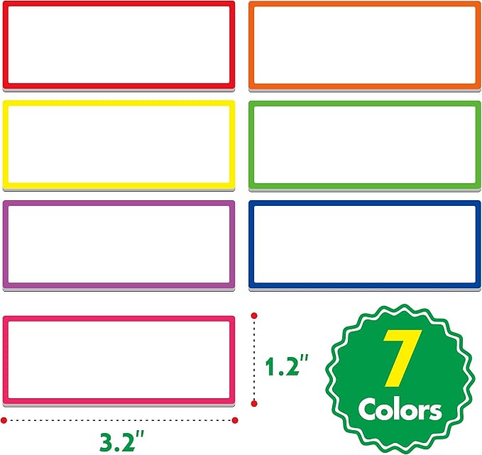 42 PCs Thickened Magnetic Dry Erase Reusable Name Tag Label Plate Neon Sticker in 7 Colors for Whiteboards Locker Fridge School Office Home (3.2" x 1.2" Each)