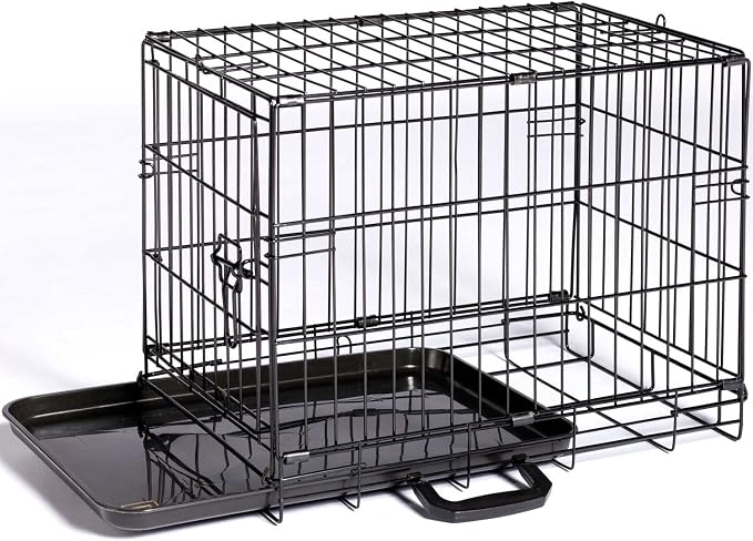 Prevue Pet Products Home On-The-Go Single Door Dog Crate - Extra Extra Small Collapsible Dog Cage for Travel, Indoor, and Outdoor Use, Foldable Kennel Design, Deep Plastic Pan - XXS, Black
