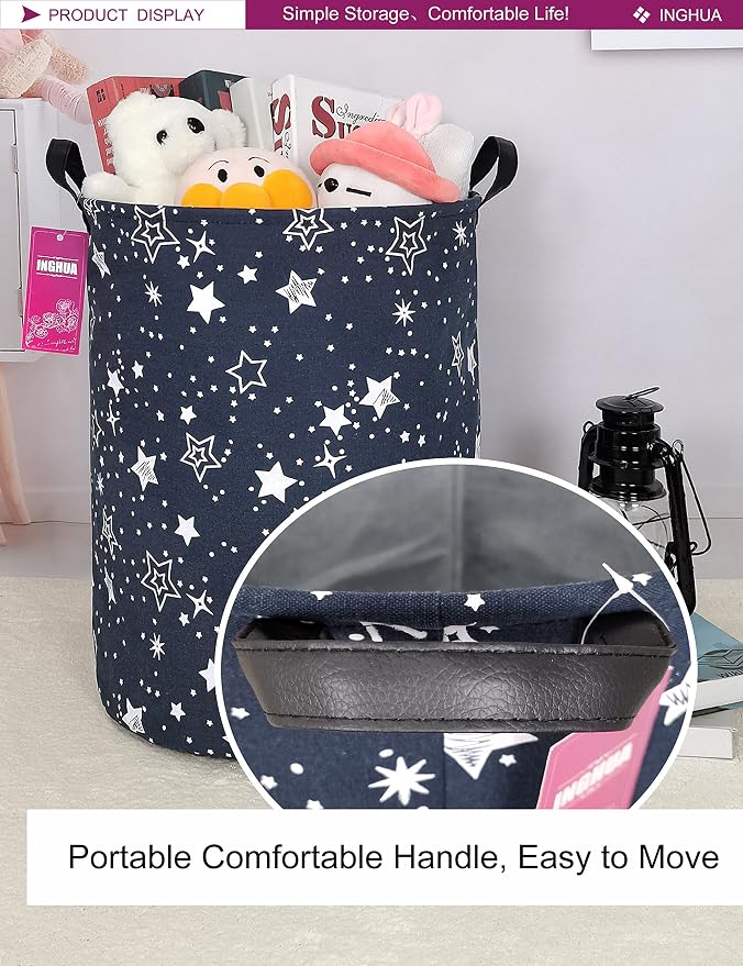 Star Fabric Storage Bin Nursery Organizer Basket | Organizer Bin Dirty Clothes Collapsible Waterproof for College Dorms, Boys and Girls Bedroom,Bathroom