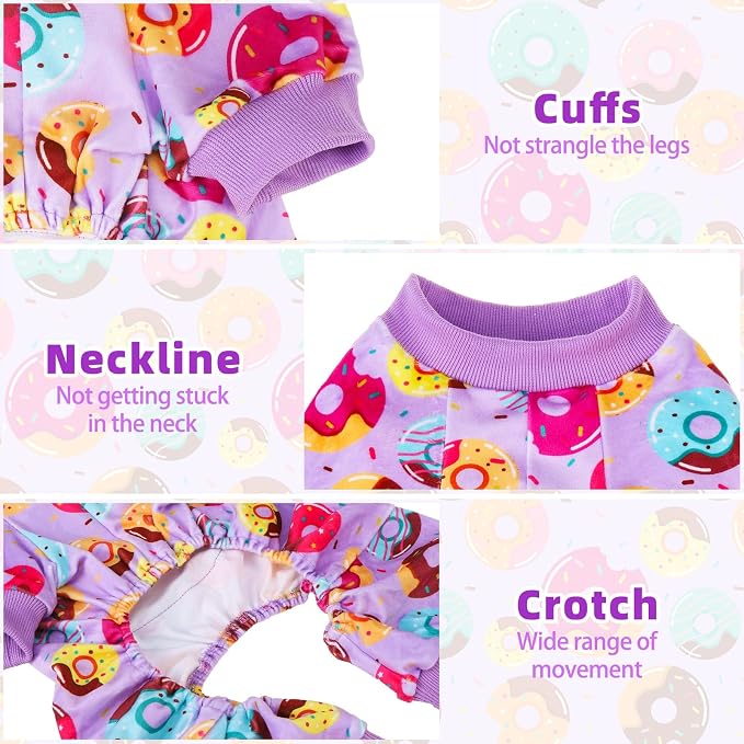 PUPTECK Soft Fleece Dog Pajamas for Small Medium Dogs, Dog Onesie Puppy Sweaters Clothes Jumpsuit Pjs, Cute Jammies Cat Coat Pet Costume Apparel