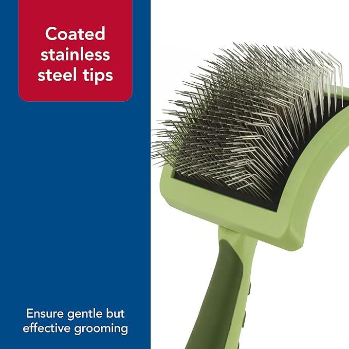 Coastal Pet - Safari - Curved Firm Slicker Brush with Coated Tips for Long Hair, No Color, Medium (6.5" L x 4.0625" W)
